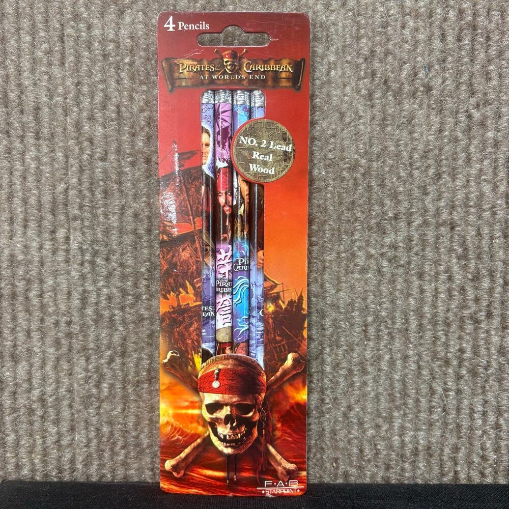 New Old Stock Pirates Of The Caribbean: At World's End Set Of 4 Pencils 2007